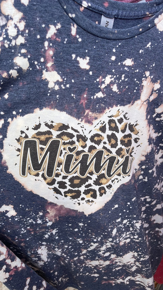 Mimi leopard heart short sleeve bleach tees