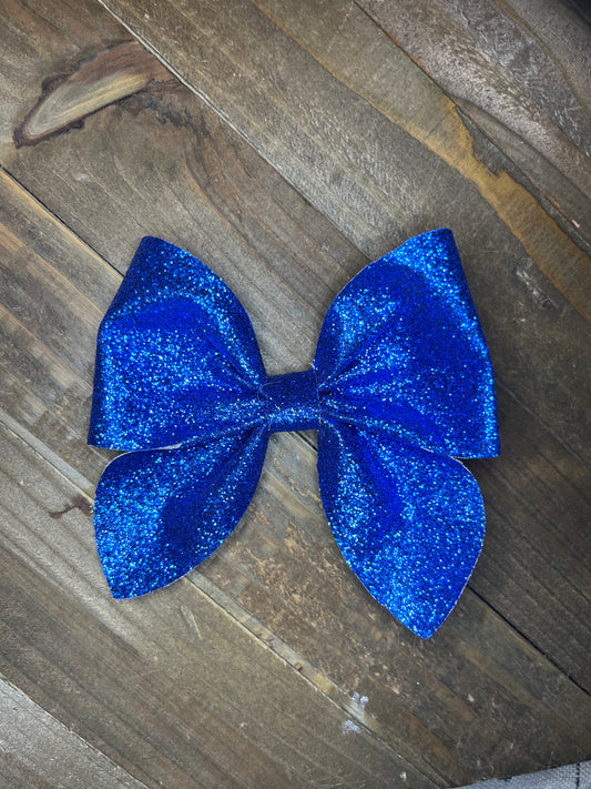 Blue glitter Hair bow- print