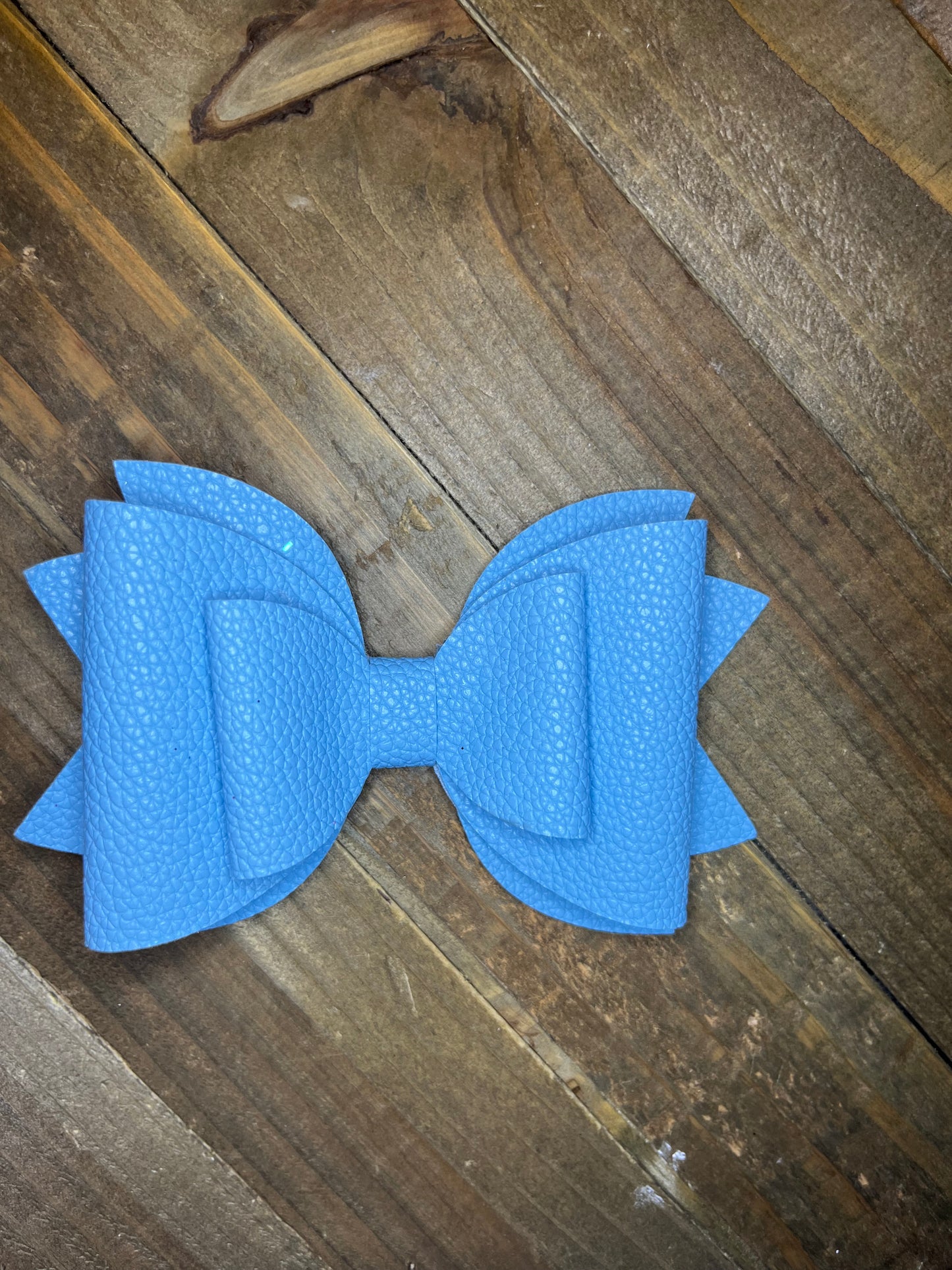 Blue faux leather Hair bow- print