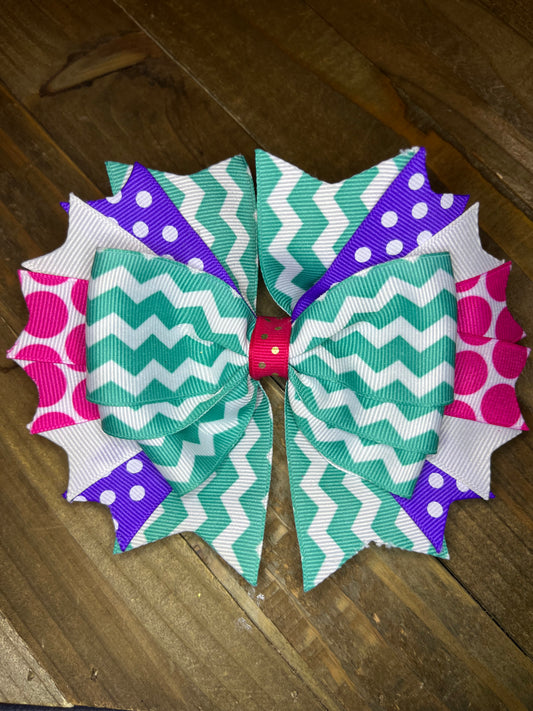 Chevron and polka dot Hair bow- print